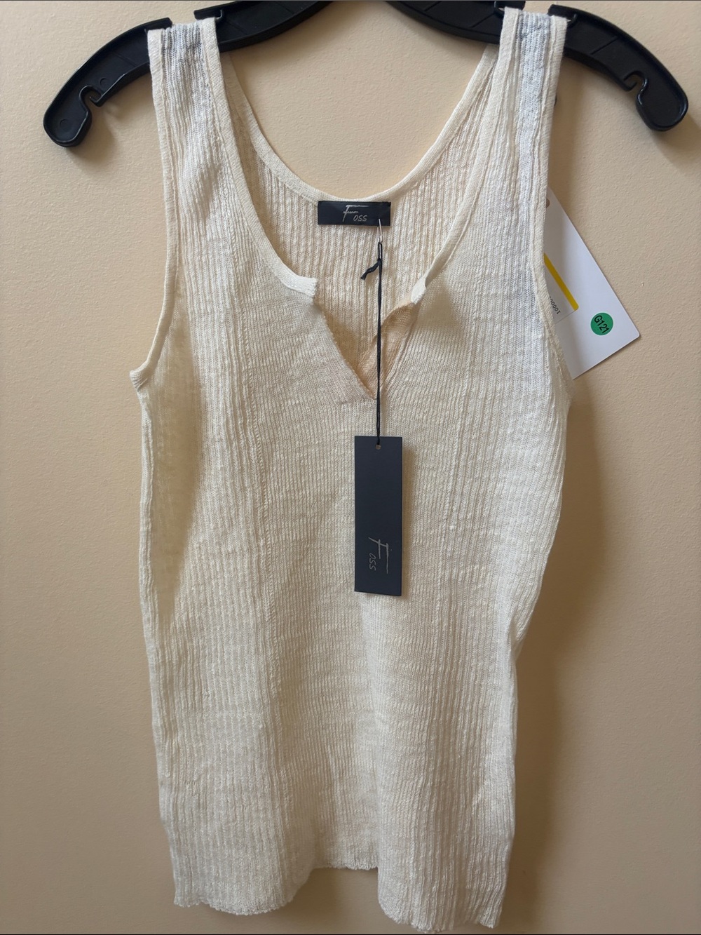 Italian Cream Ribbed Notch-Neck Tank
